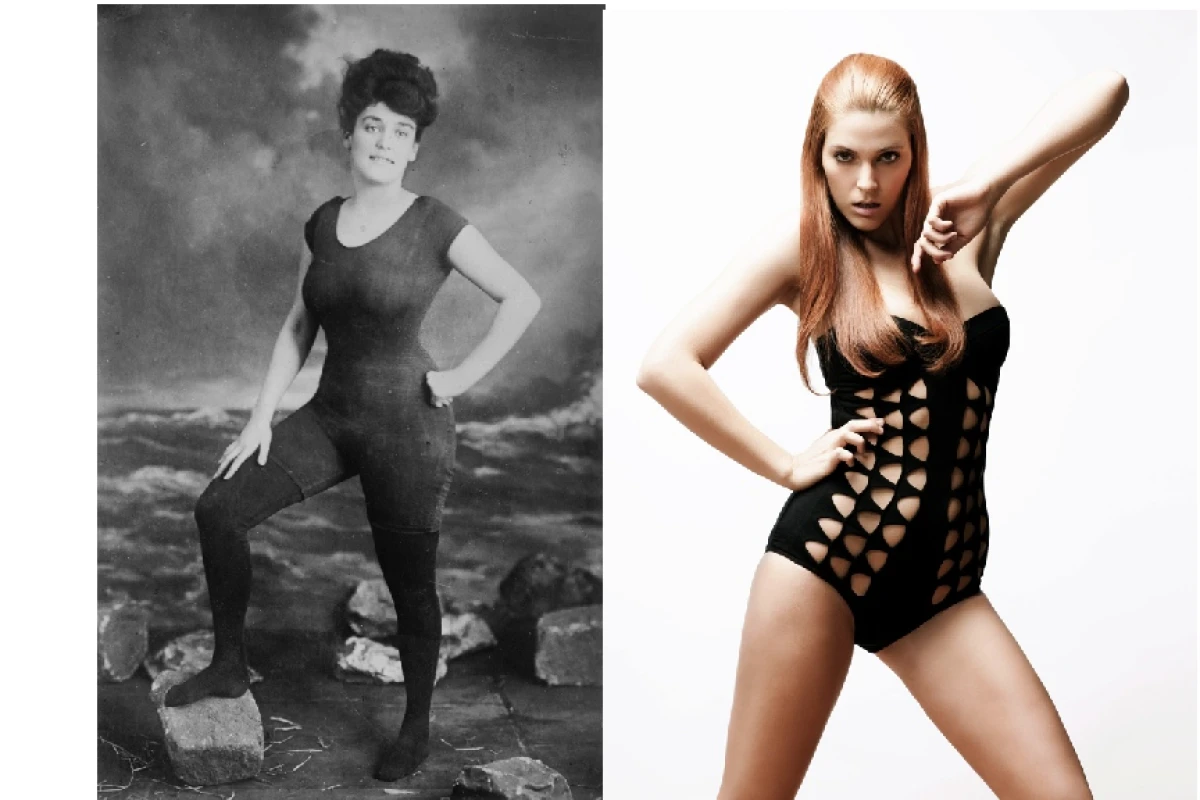We've come a long way ... from shocking in the early 1900s (left) to blase in 2010, swimsuits, and our attitudes to them, have certainly changed (Images: Australian National Maritime Museum Collection)