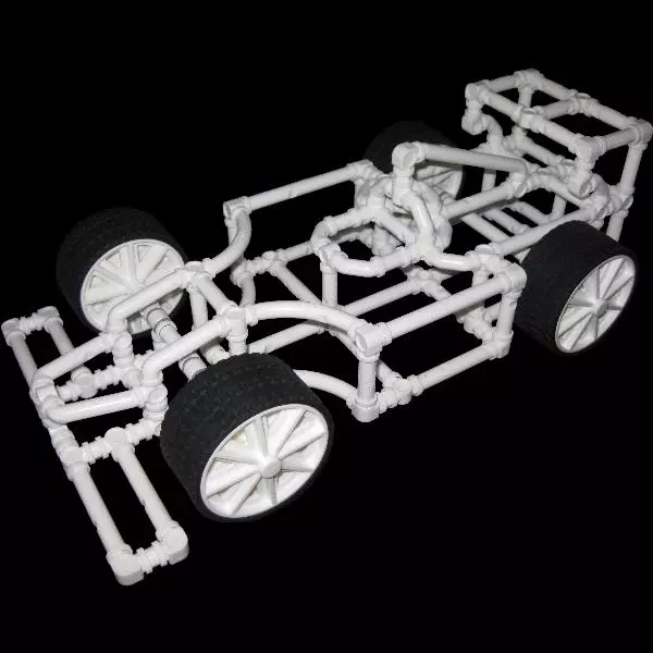 A formula 1 car, complete with moving wheels, created with Crossbeams