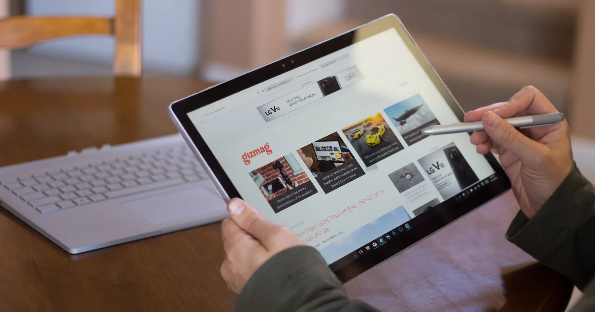 The included Surface Pen works great with Windows 10's handwriting recognition