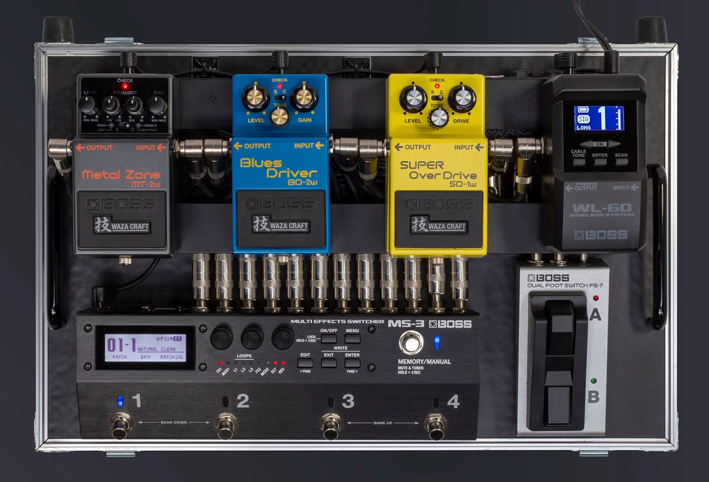 The WL-60 receiver can be powered by a compatible adapter or two AA-sized batteries, and is designed to be pedalboard-friendly
