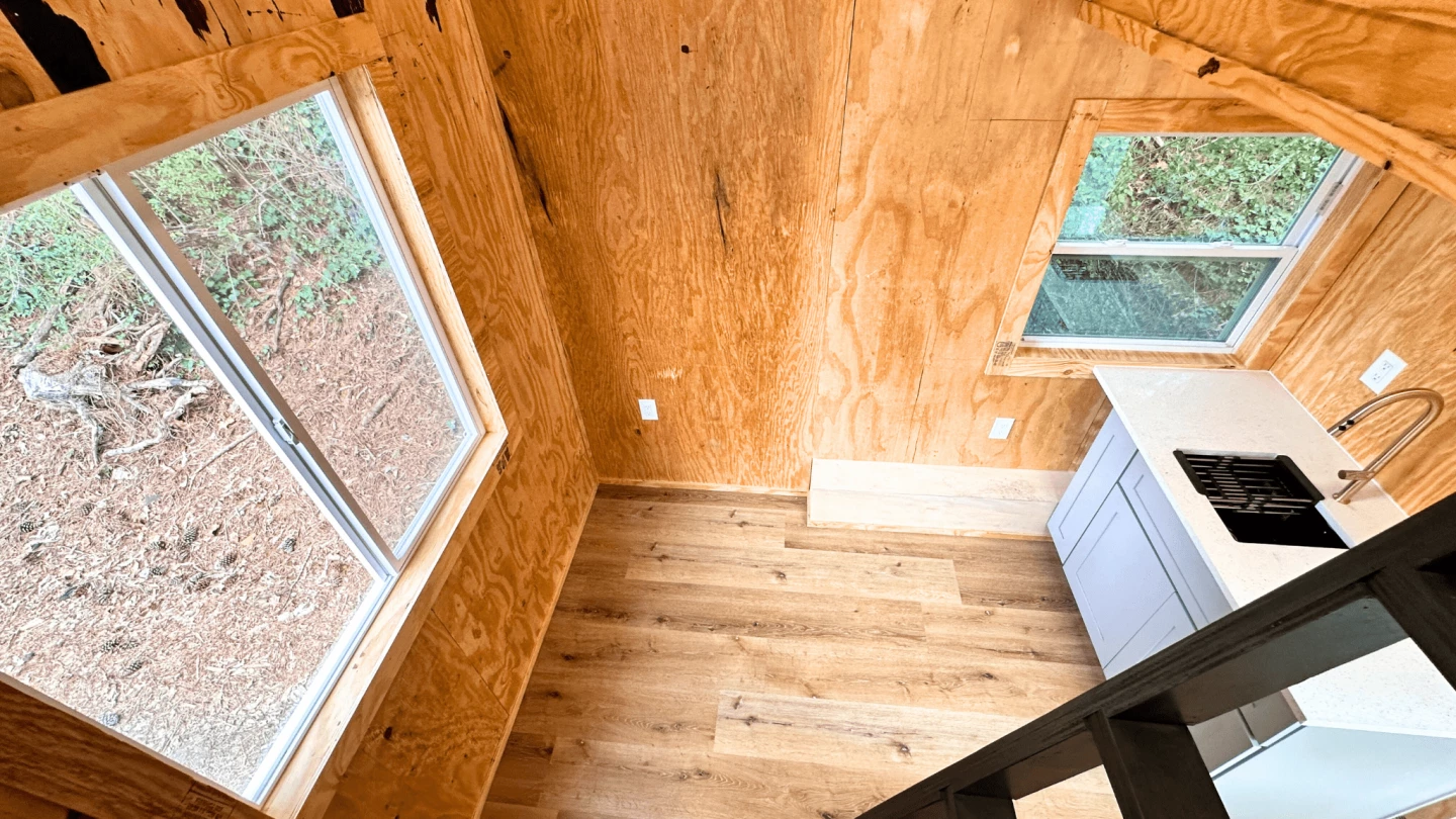 The Element's interior measures 135 sq ft (12.5 sq m), including its loft bedroom
