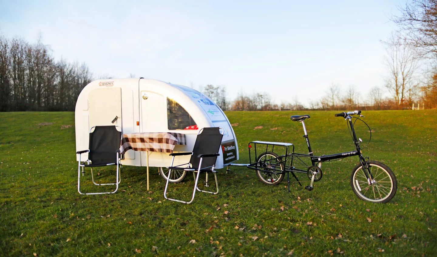 There are lots of optional extras available, including different colors, a solar power package, kitchen, and extra bicycle attachment (Photo: Wide Path Camper)