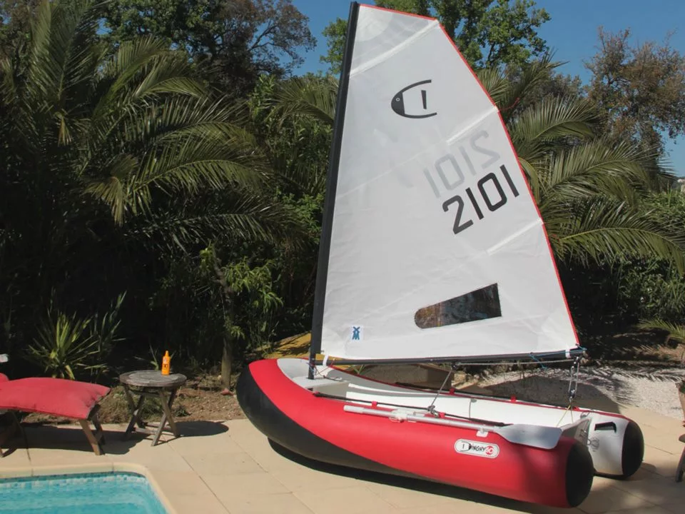 The DinghyGo 2 is an inflatable sailboat that also works as a rowboat and motorboat