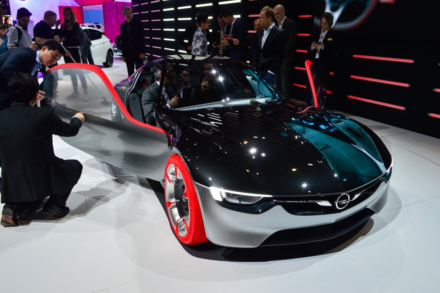 The Opel GT on the floor at the Geneva Motor Show