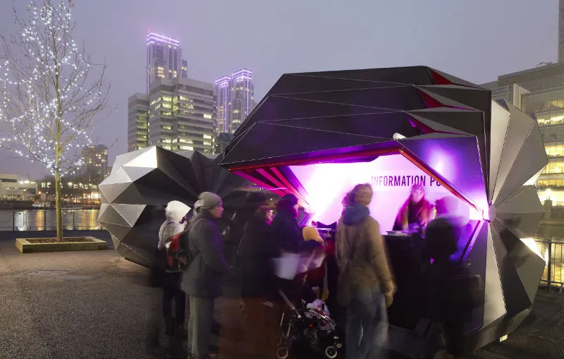 The kiosks in use at Canary Wharf