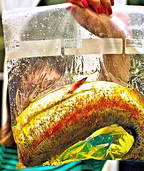 Sous-vide trout in olive oil