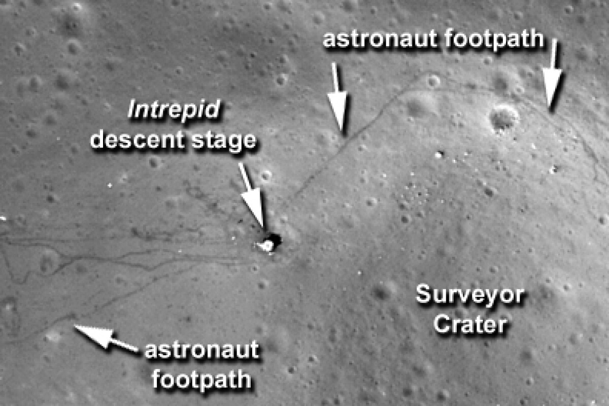 The Apollo 12 landing site, as photographed by LROC