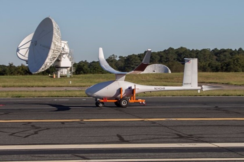 The VA001 accelerates down NASA Wallops Runway 28 for takeoff
