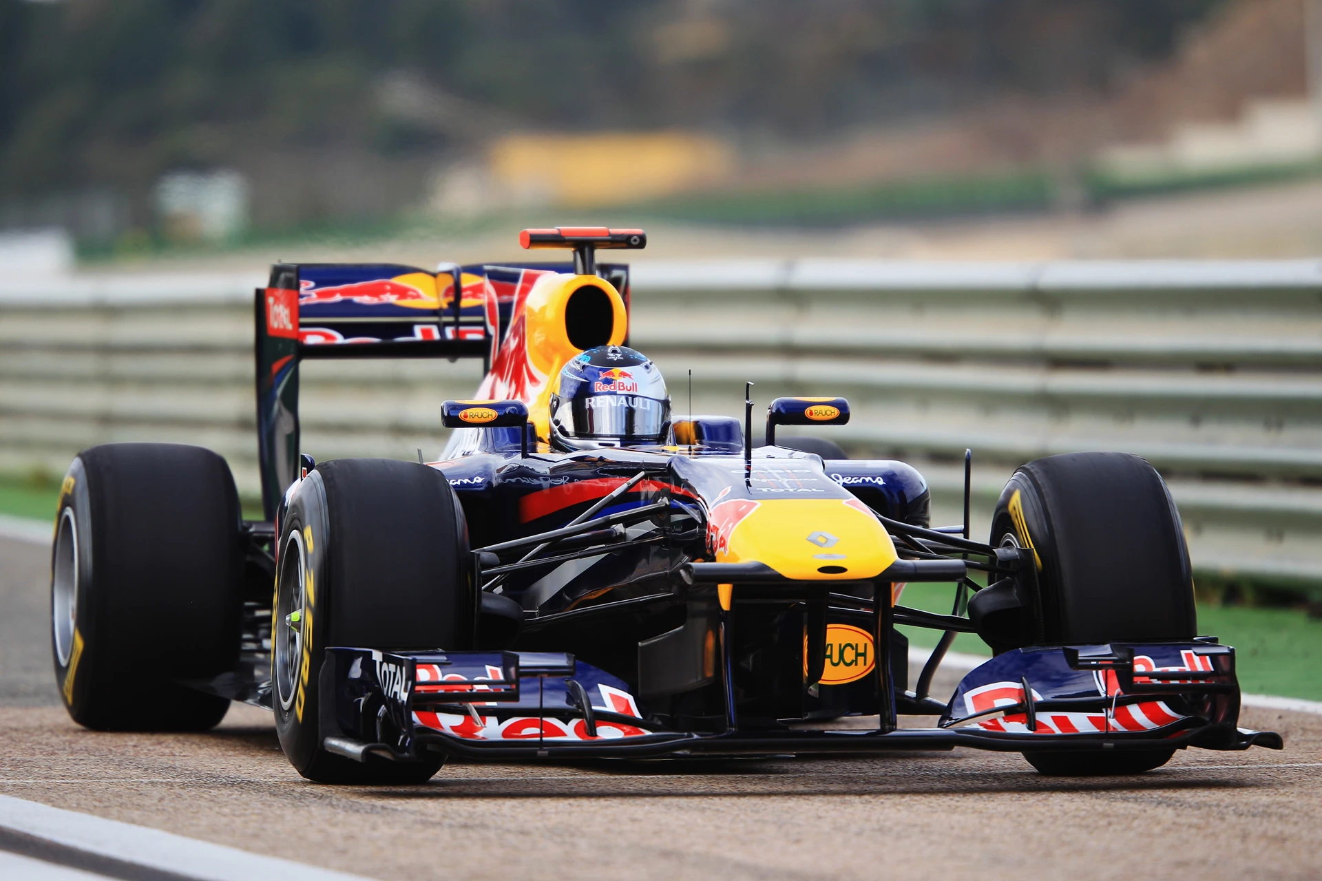 Vettel exits pit lane at Valencia
