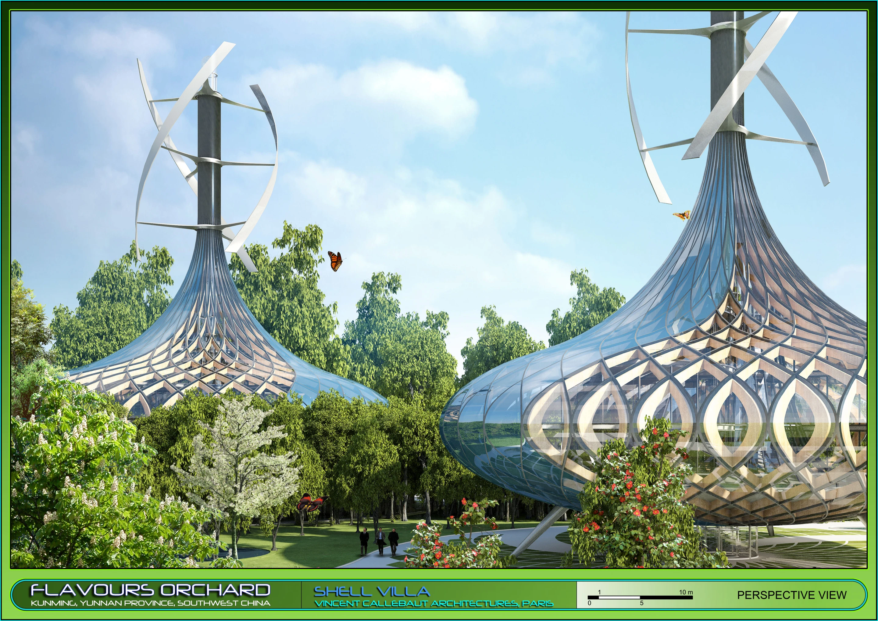 Shell Villa pedestrian view from the orchard (Image: Vincent Callebaut Architectures)