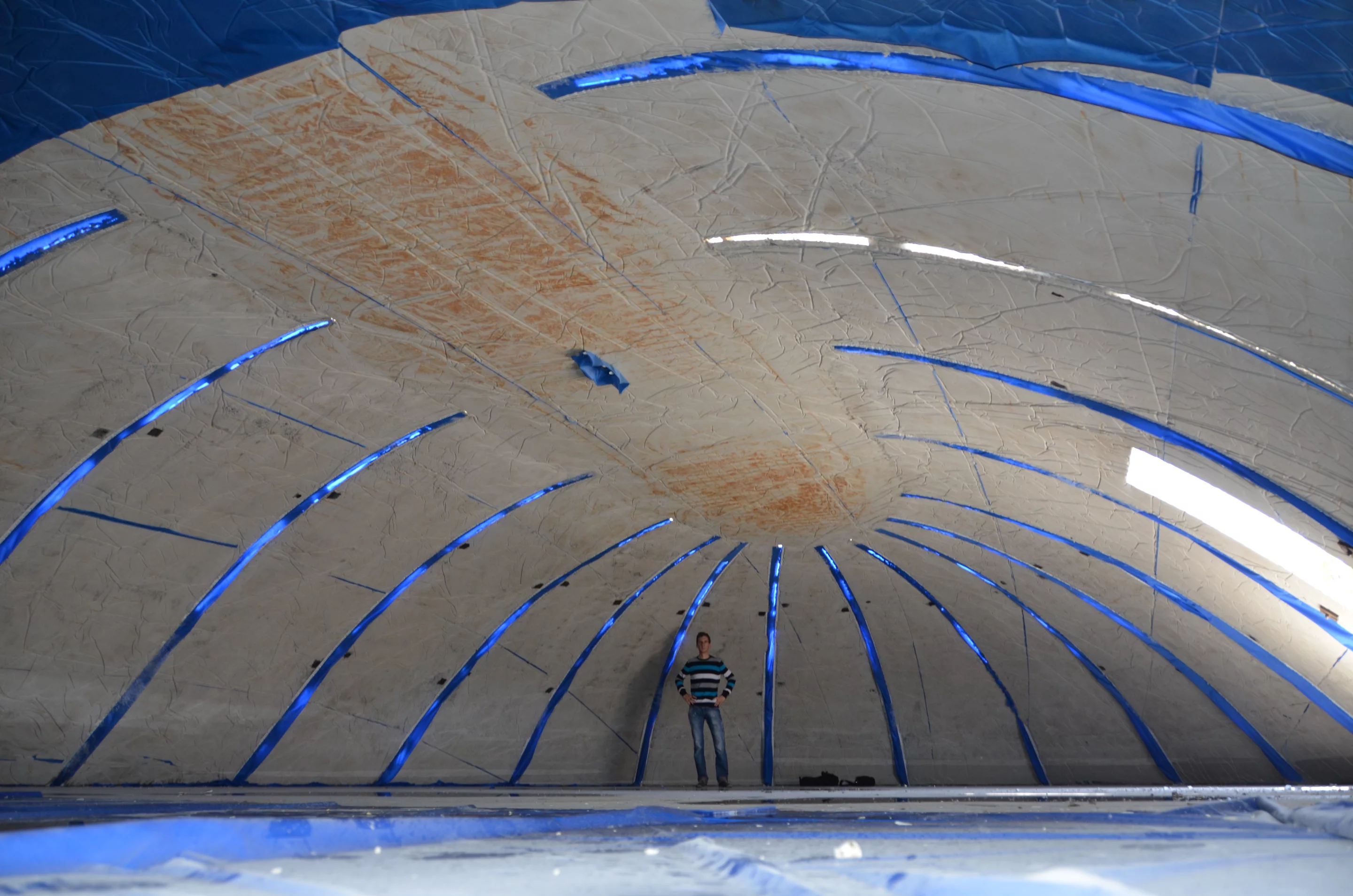 Inside a test dome built using the pneumatic wedge method