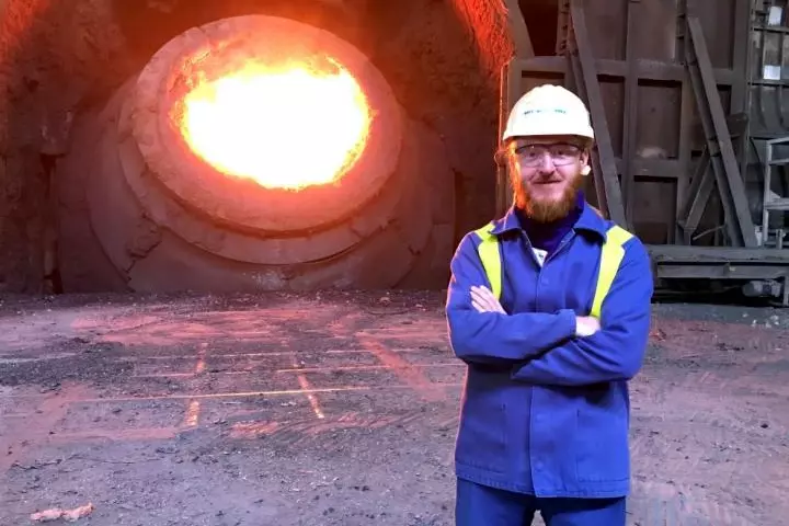 Lead scientist Dr. Szymon Kubal, at the Tata Steel Port Talbot steelworks