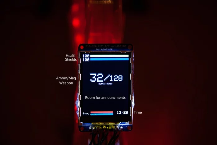 "The lights could correspond with different aspects of the game, says Ivanoviv. "For example your gun could turn yellow when you have an overshield, green when you have the flag or turn off entirely if you have an invisibility cloak."