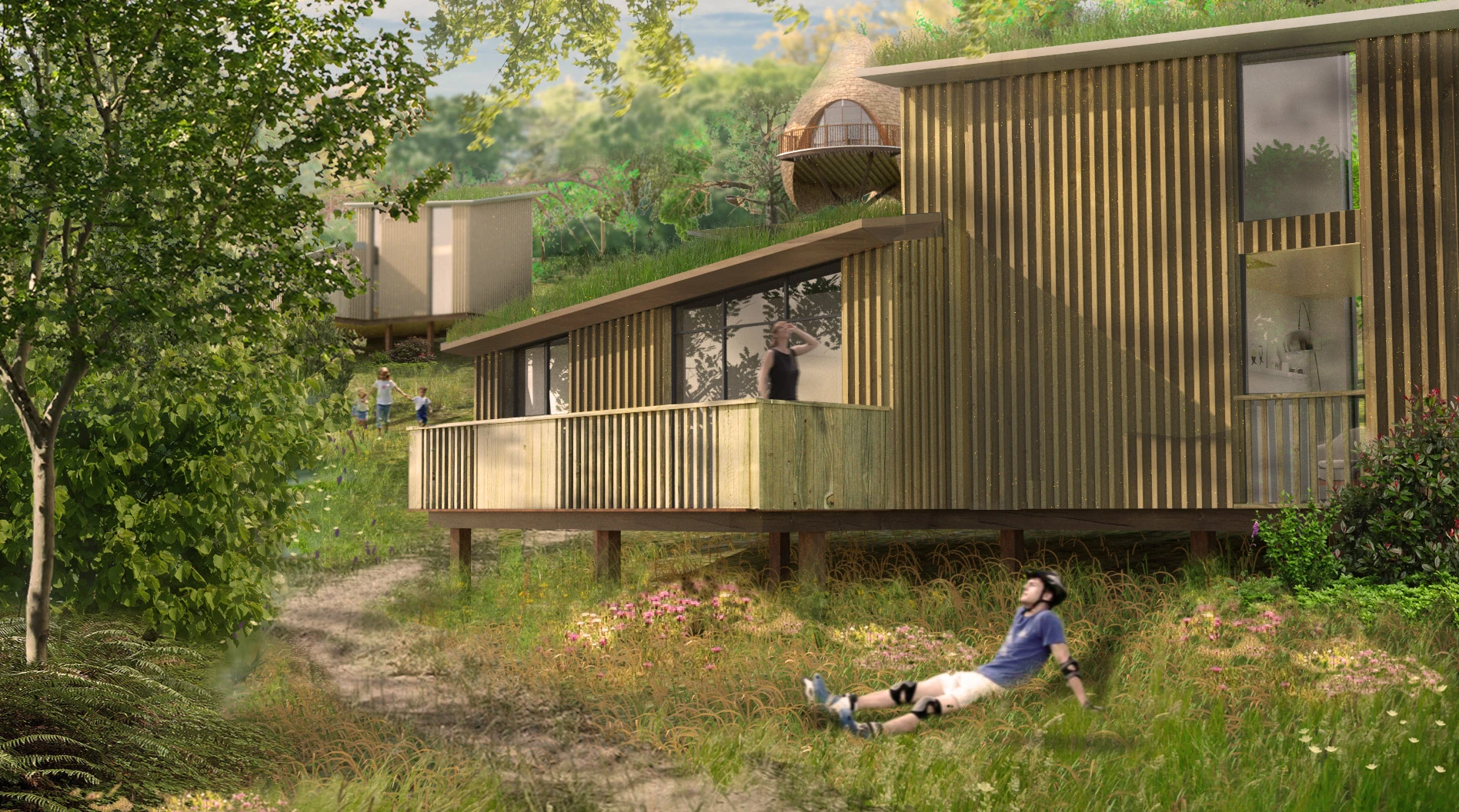 In addition to its 22 birds nest-shaped treehouses, the proposal also calls for 28 timber lodges and 40 glamping tents