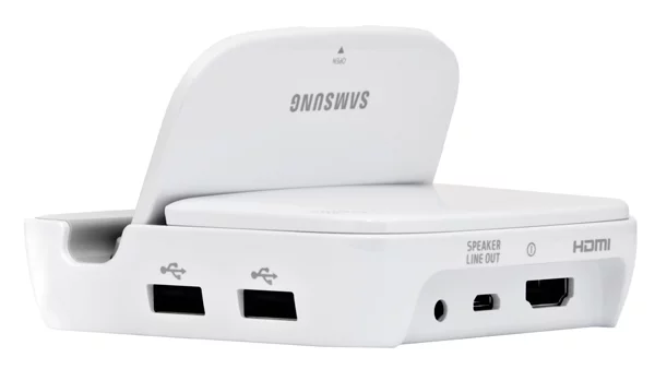Samsung's Galaxy Smart Dock allows peripherals and a monitor to be connected to the Galaxy Note II