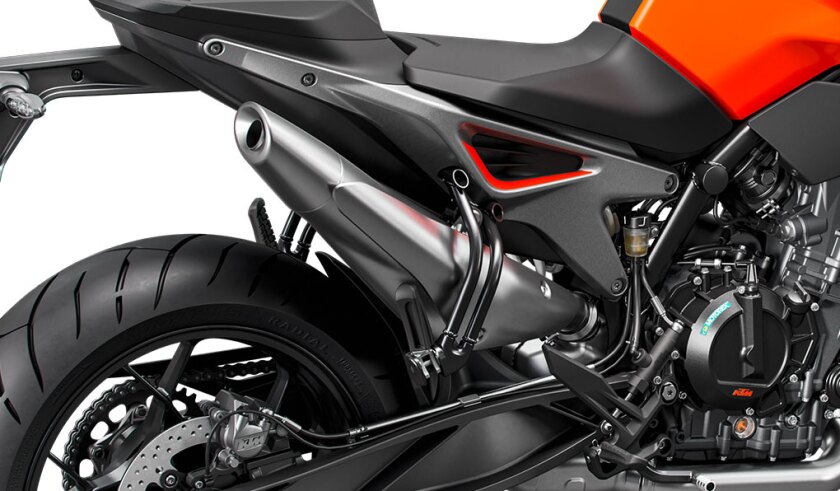 The new exhaust which has been designed to match the lines of the bike
