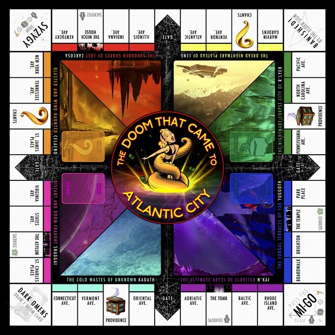 The Doom That Came To Atlantic City is a Monopoly-style board game inspired by H.P. Lovecraft's Cthulhu mythos