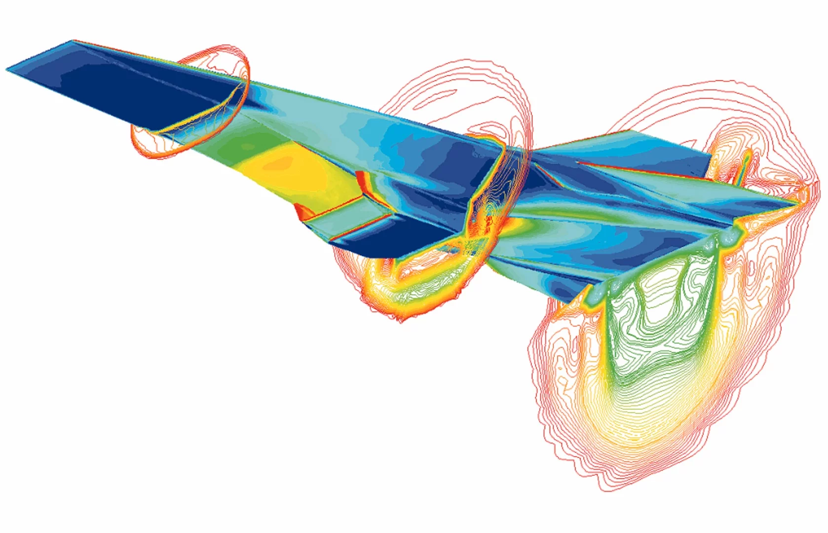 Computational fluid dynamic (CFD) image of the X-43A