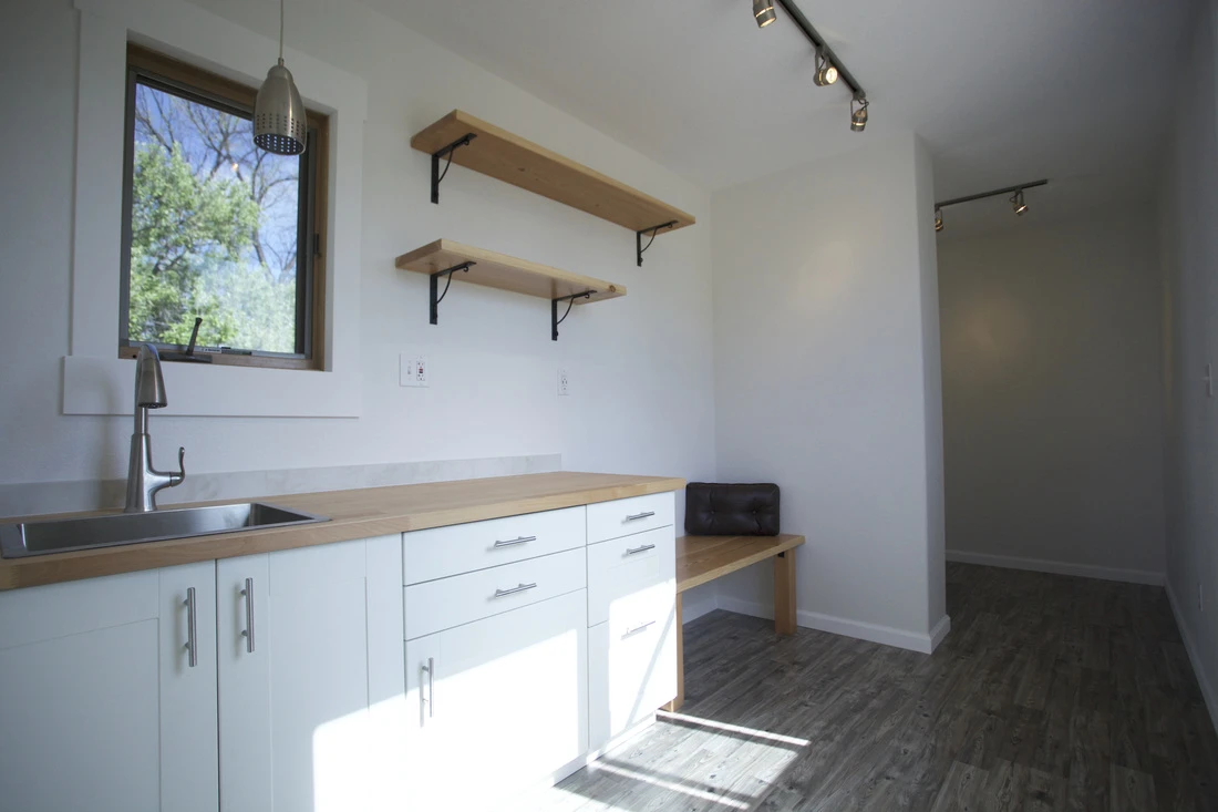 The kitchen area
