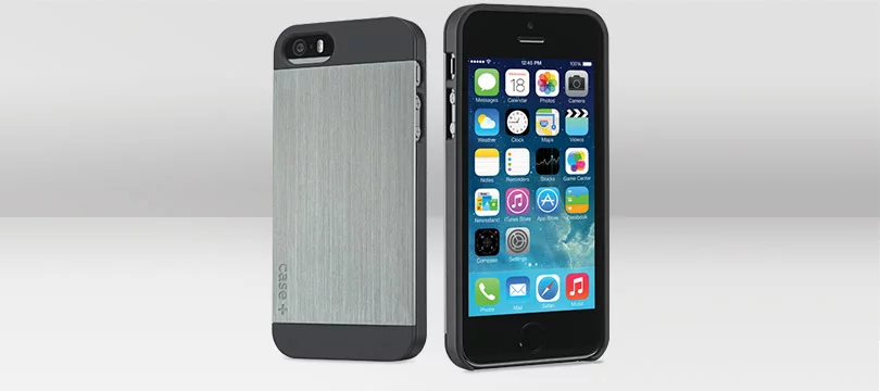 The case+ features a metal plate on the rear