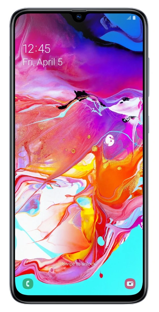 The Galaxy A70 has a 6.7-in AMOLED screen with a resolution of 1080 x 2400