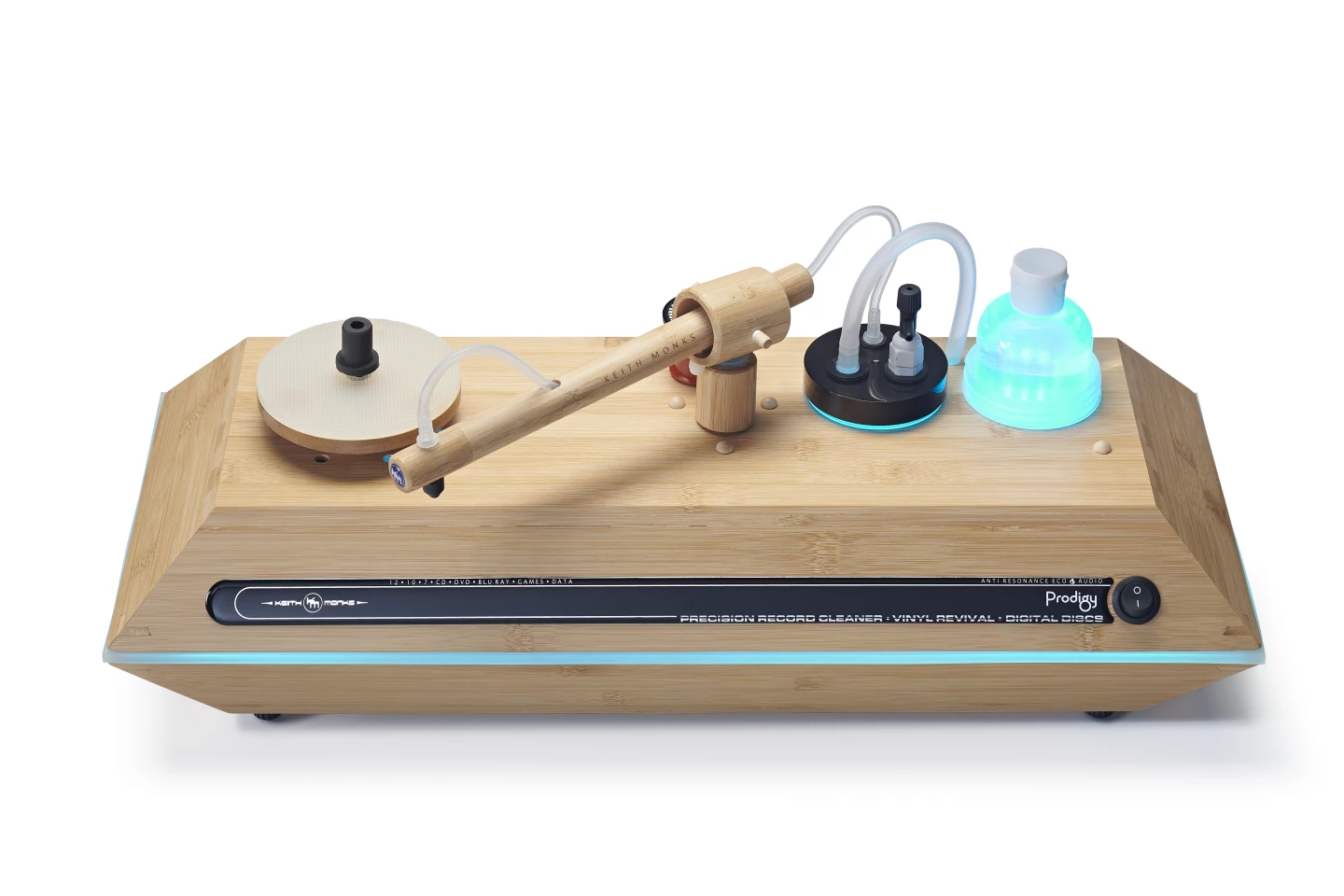 The Prodigy record cleaning machine is a liquid on/liquid off solution
