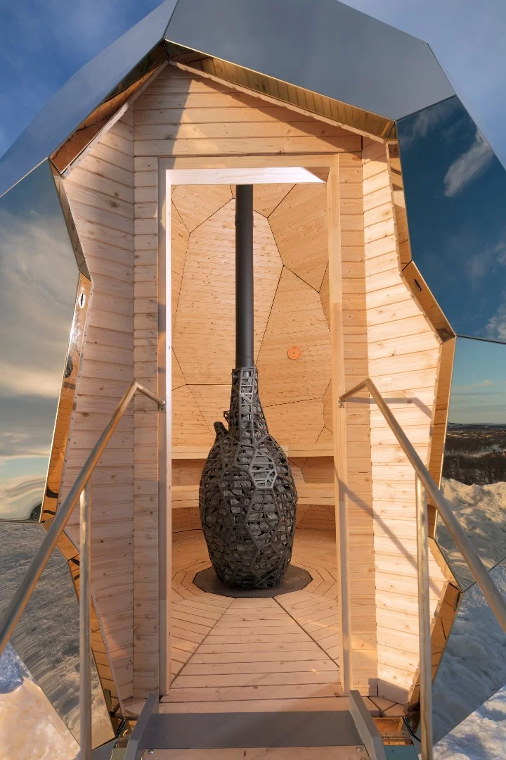 The Solar Egg's wood-fired stove