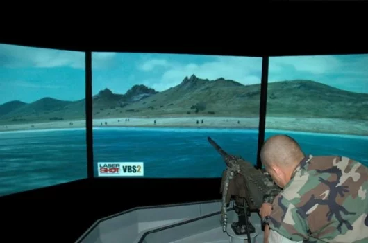 VBS2 used with boat gunnery trainer