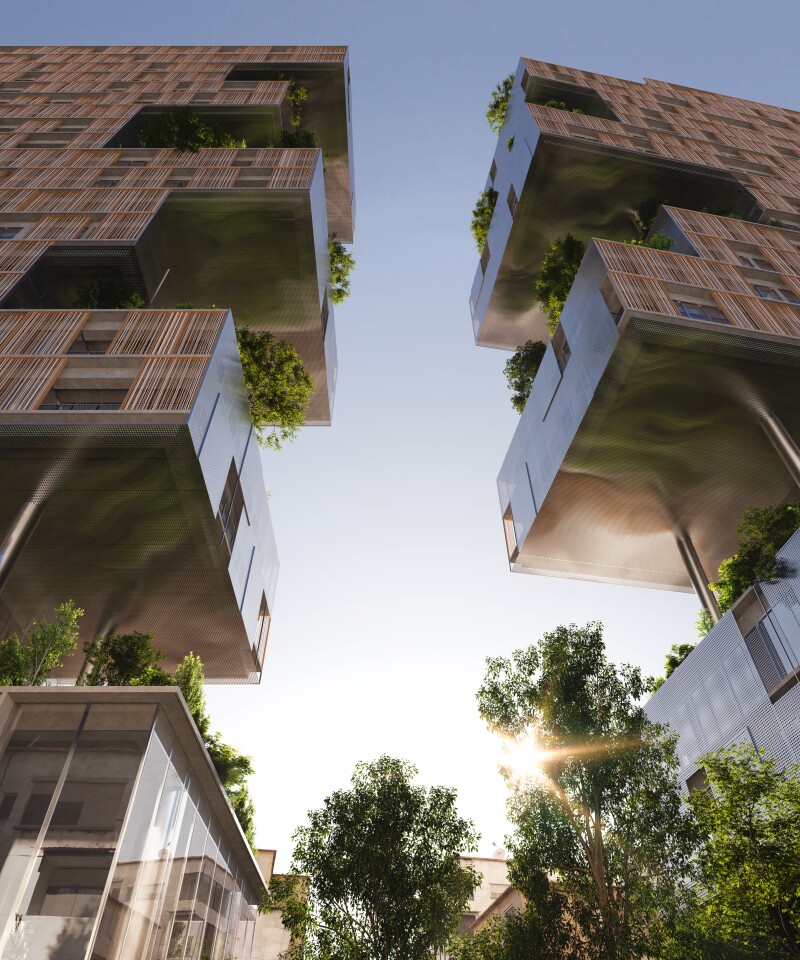 The Ndarja will feature greenery covered terraces that jut out towards the neighboring building