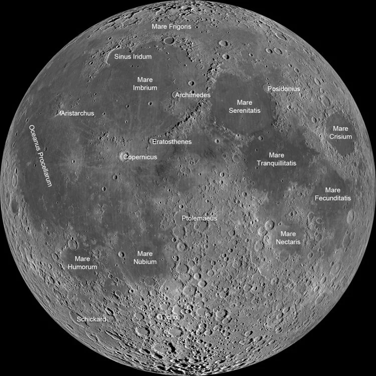 Lunar map showing the major features of the Moon's surface (Photo: NASA)