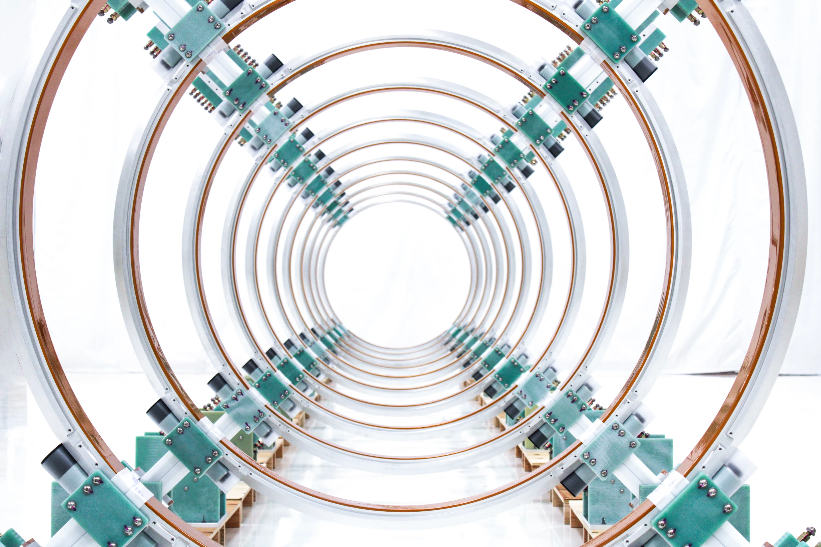Assembled electromagnetic coils ready for use in Helion's 7th-gen Polaris prototype