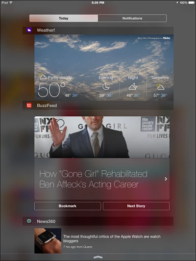 iOS 8 notification widgets