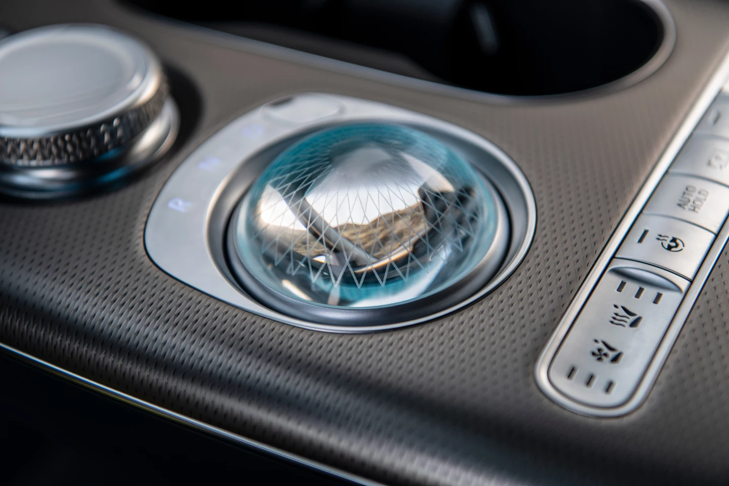 The centerpiece of the interior is the Crystal Sphere, which works as both an ambient light and shift-by-wire control center