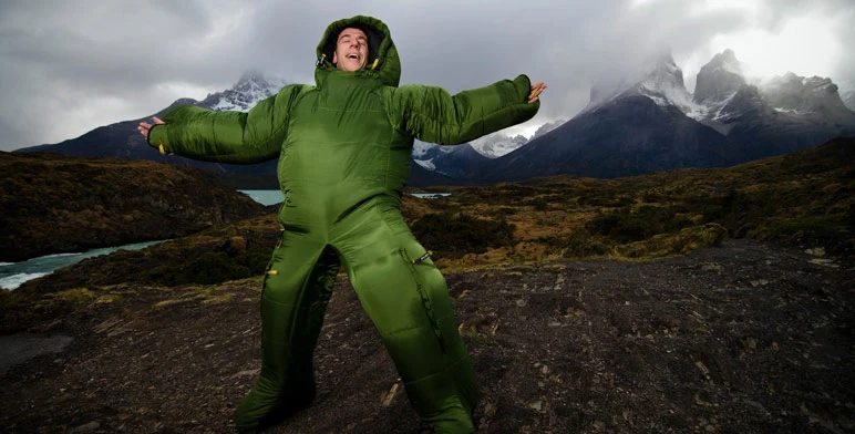 The Selk'Bag (or Musuc'Bag) is a sleeping bag with arms, legs and a hood, which can be both slept in and worn as outerwear (Photo: Selk'Bag)