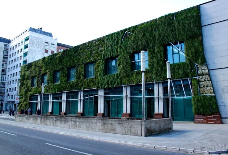 The vertical garden at the Palacio de Congresos Europa in Vitoria-Gasteiz, Spain