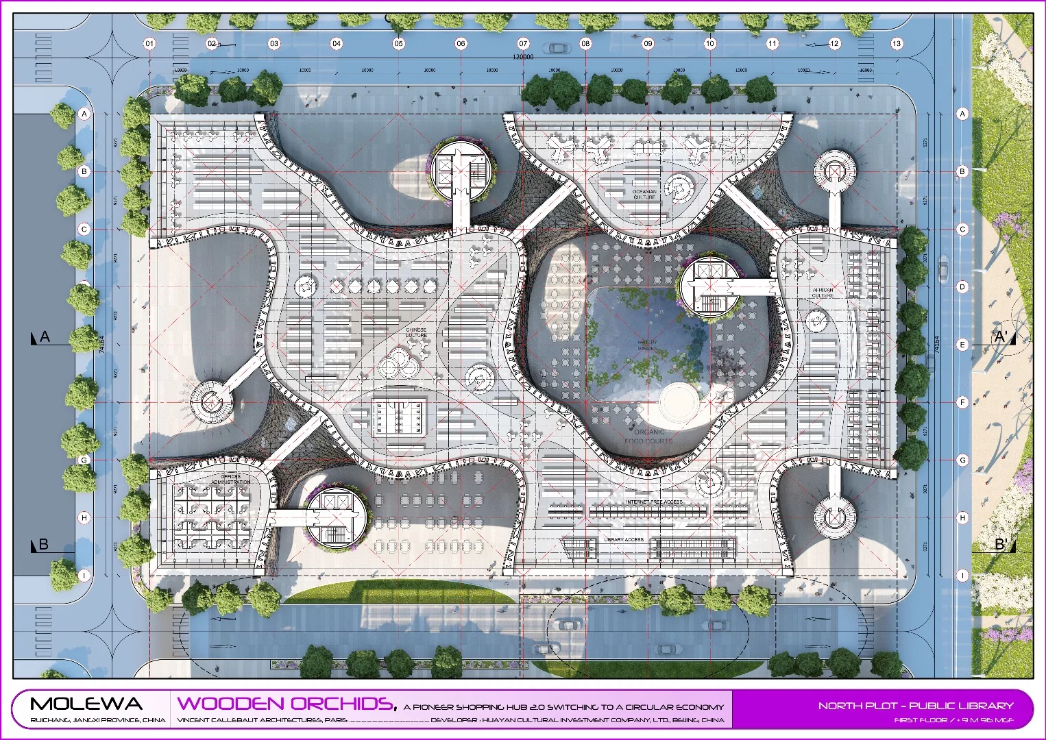 Each mall has three main floors, plus a mezzanine and attic space