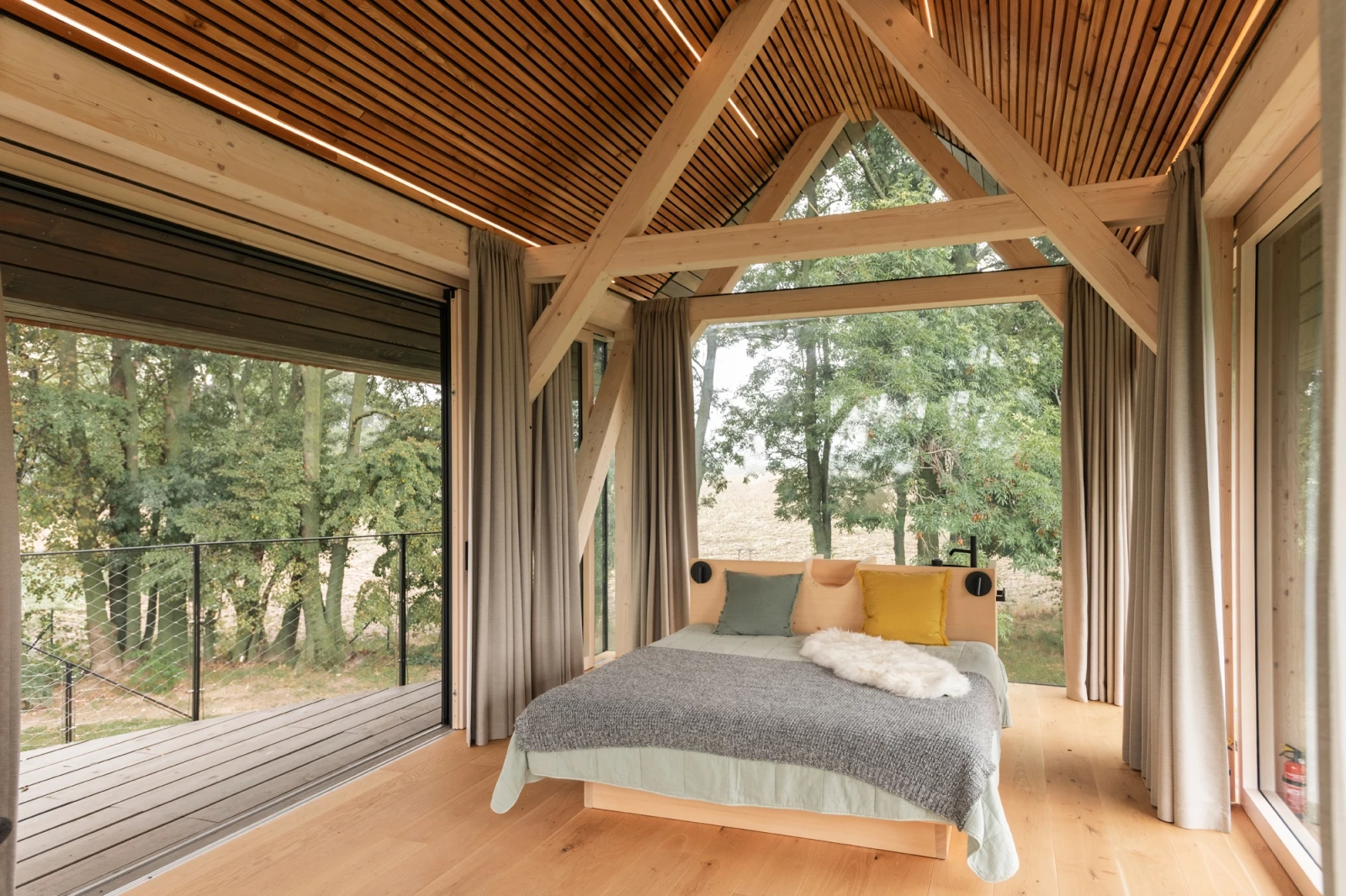 Zen House features a master bed and hidden compact bar
