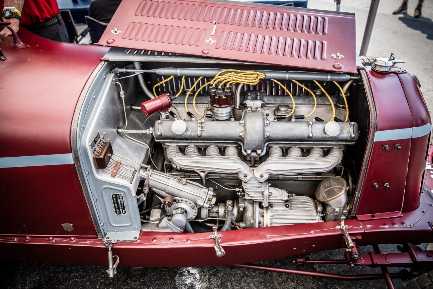Under the hood of the 8-cylinder equipped 1932 Alfa Romeo Monza