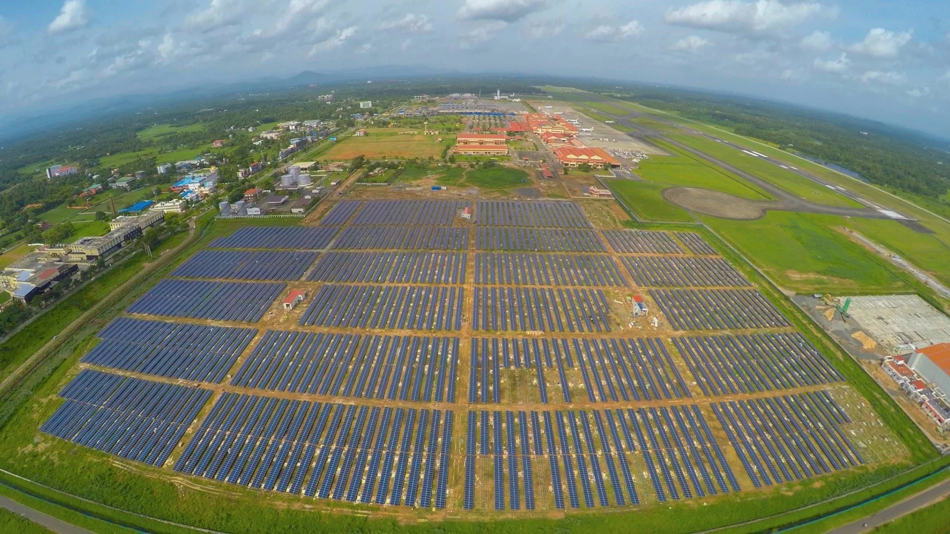 The new 12 MWp solar plant at Cochin International Airport stretches across 45 acres (18.2 ha) and is made up of more than 46,000 photovoltaic solar panels