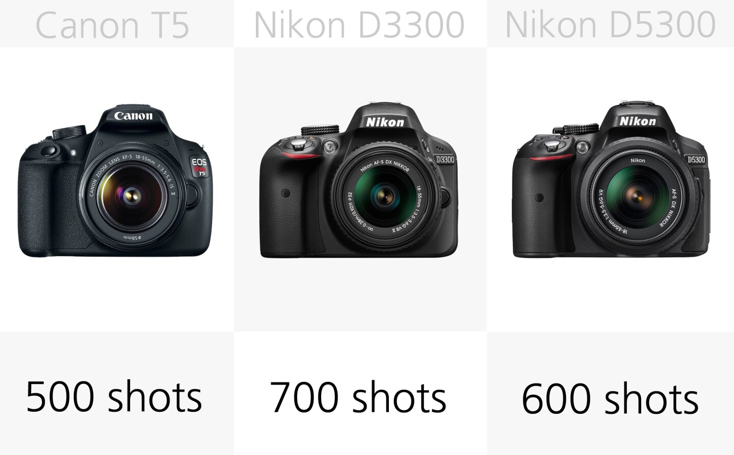 All of these DSLRs should last for a good number of shots on a full battery charge