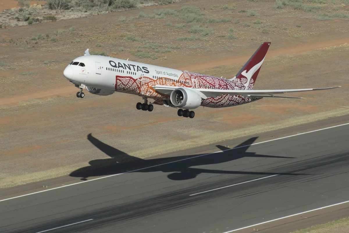 The Boeing 787-9 lifts off from Perth Airport en route for London