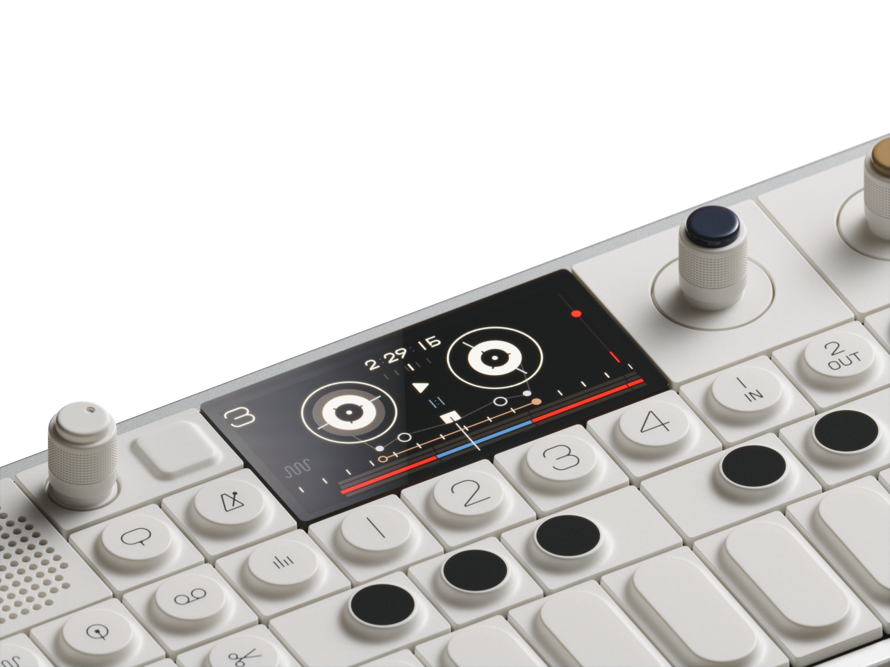 All graphics displayed on the high-resolution screen have been completely reworked for the OP-1 field model