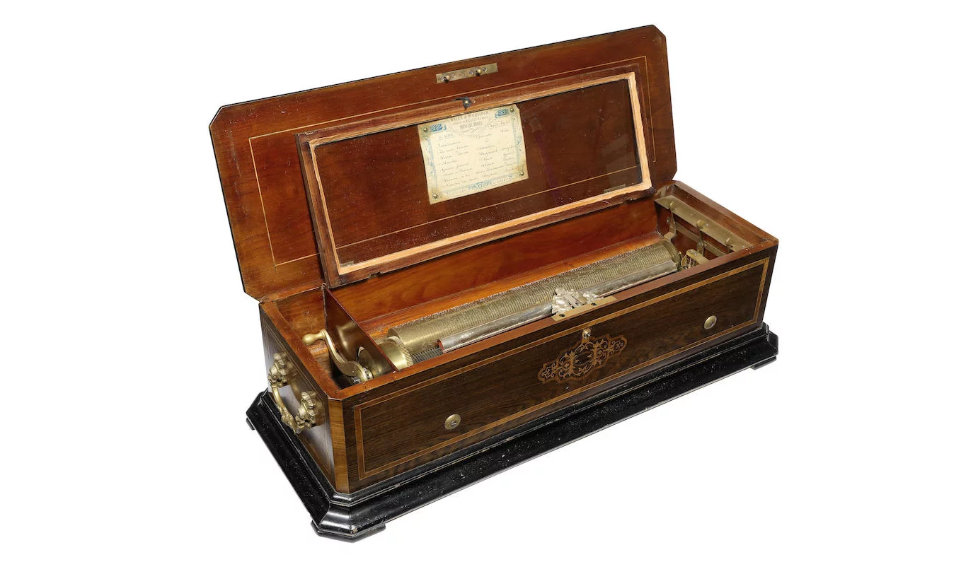 A Nicoles Freres mandolin cylinder music box Swiss, circa 1880