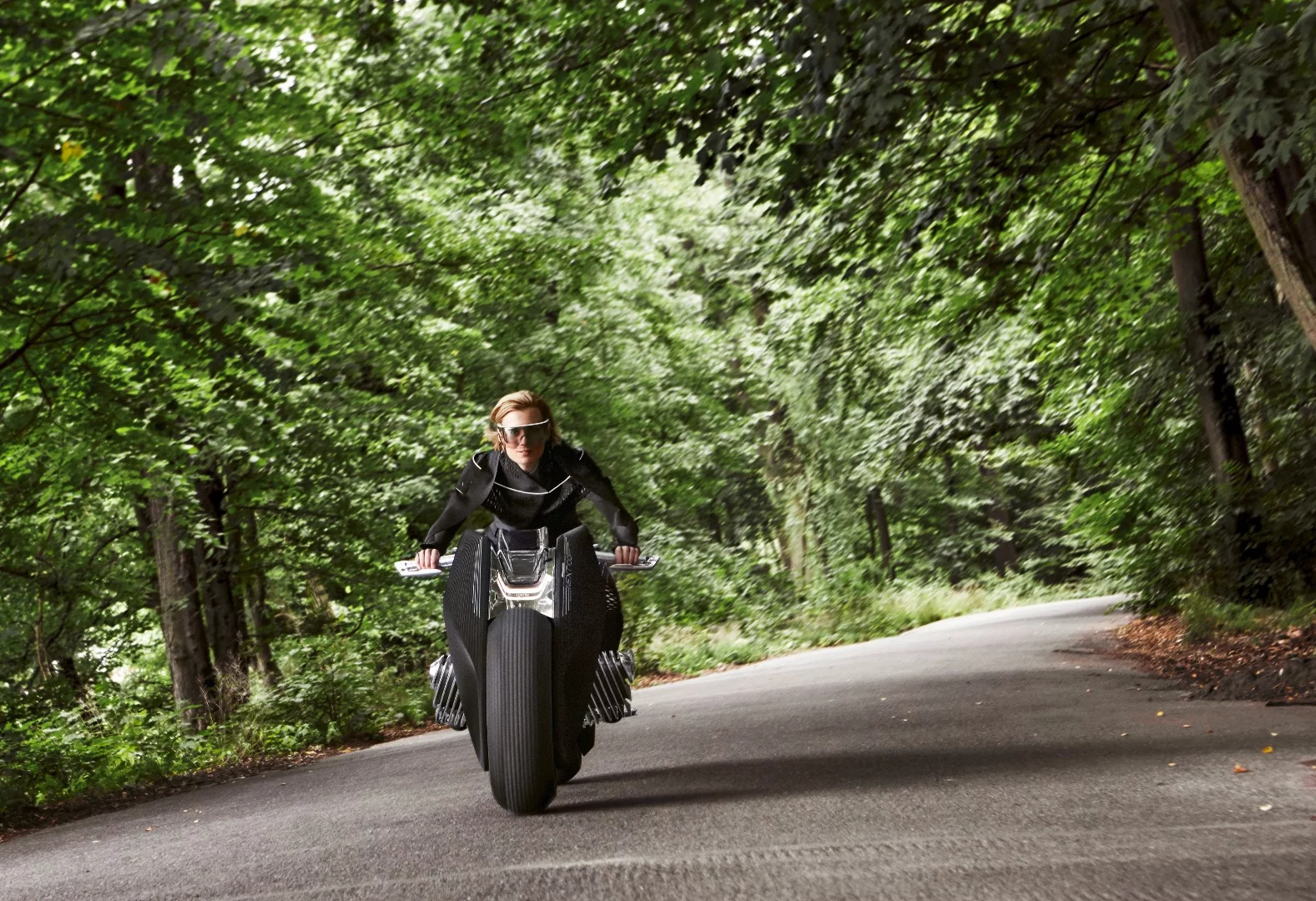 Turning the handlebars to steer the bike bends the frame rather than just the front wheel