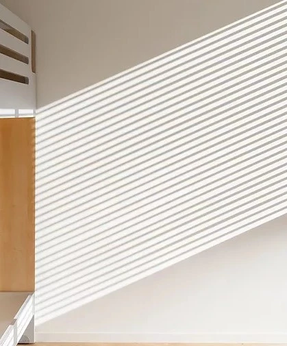 Natural light filters through into the children's bedroom