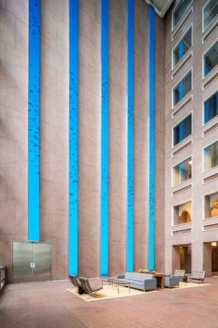 The installation comprises five 86-ft (26-m) tall LED displays