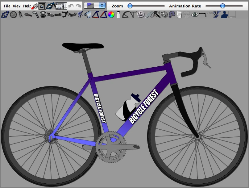 The starting template for designing a road bike on the basic version of BikeCAD