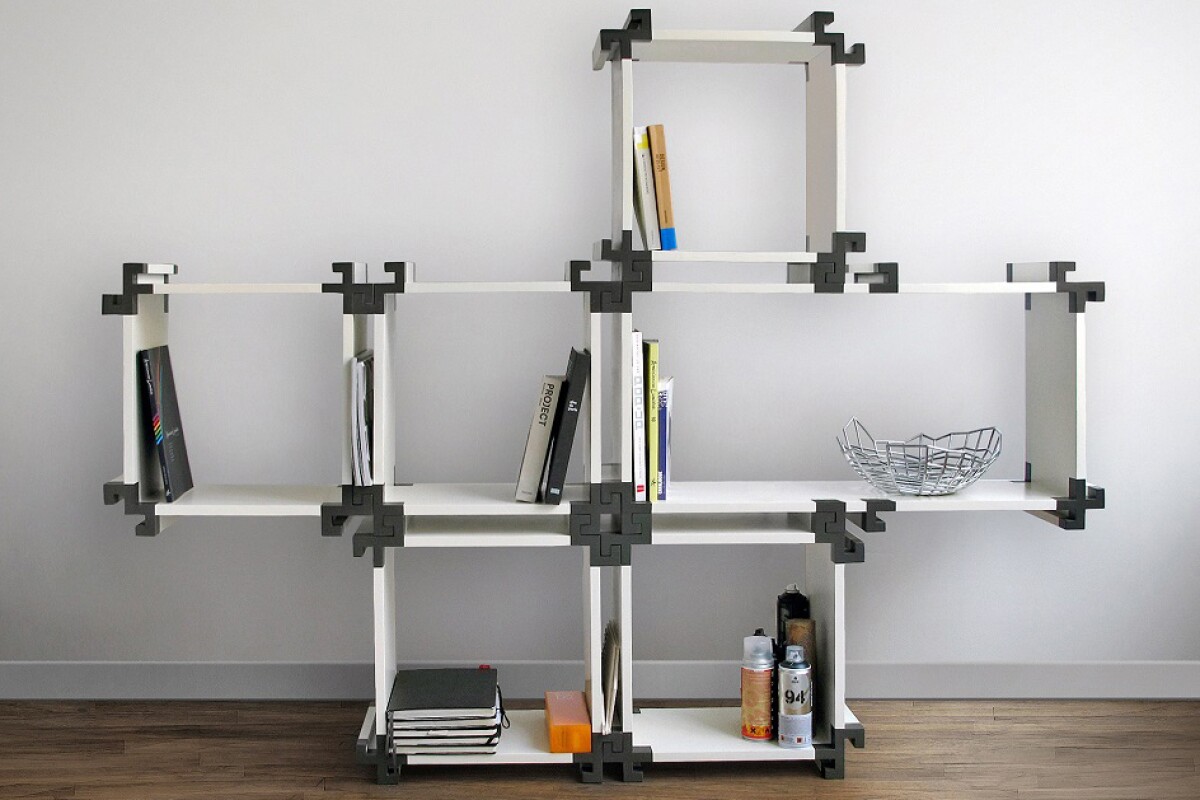 NV01 modular bookcase fits together like a giant jigsaw