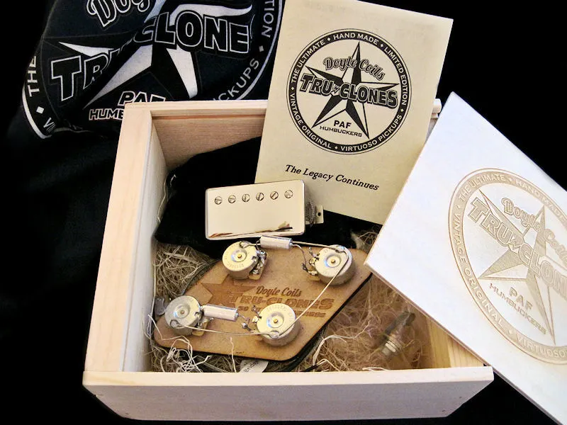Each limited edition Tru-Clone PAF pickup is hand-made to order following a closely guarded Les Paul secret recipe and shipped as a neck and bridge set in a wooden presentation box with a certificate of authenticity