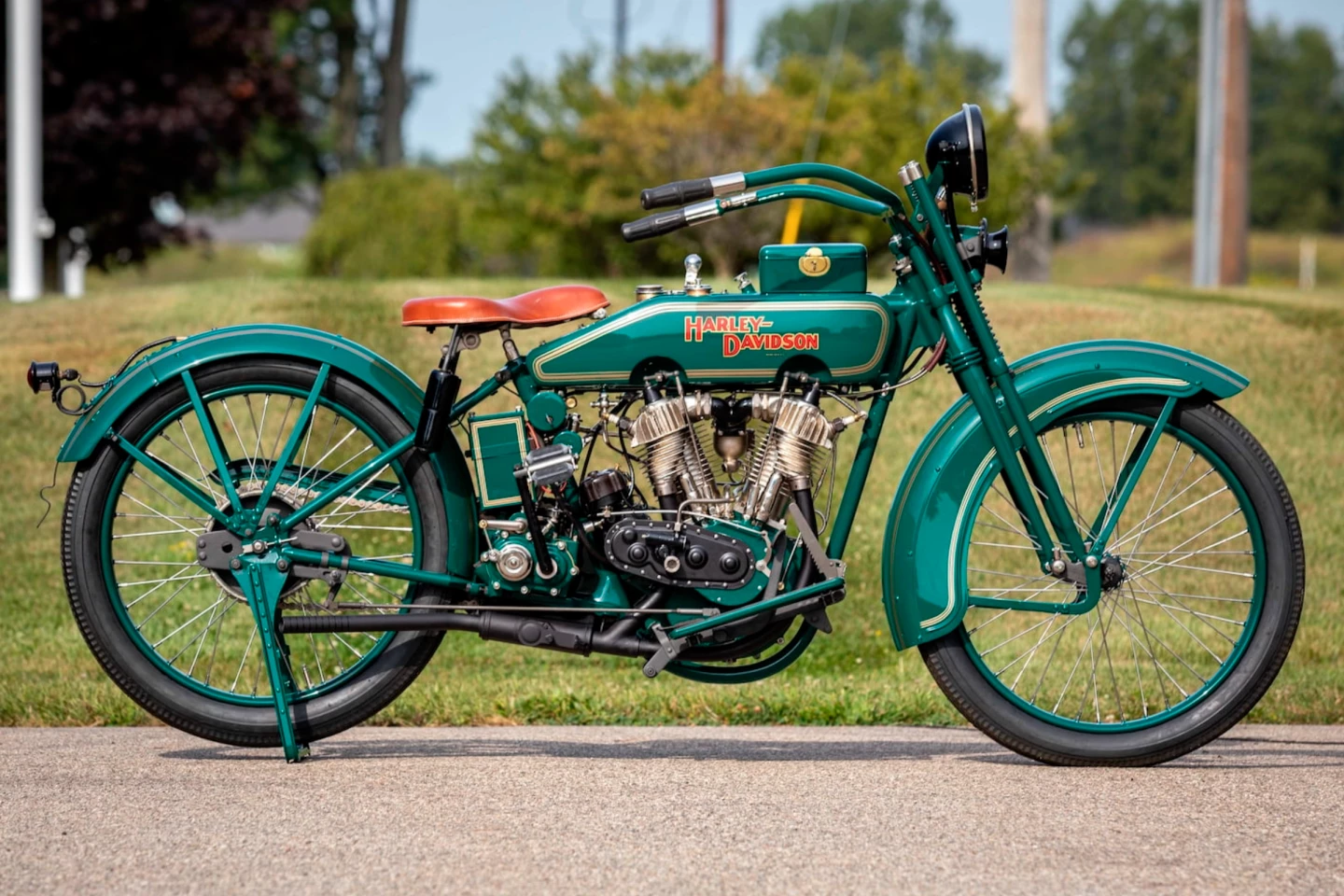 This 1923 Harley-Davidson JD Twin sold for $110,000 as Lot T20 at Mecum Auctions' Las Vegas sale on Thursday, 27 January 2022